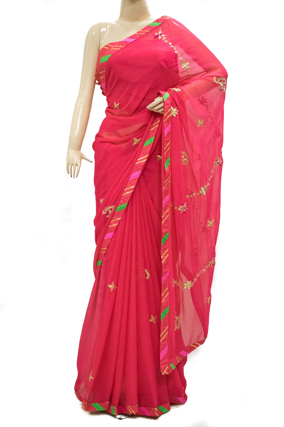 Pink Gota patti and bud work Saree - KANHASAREE