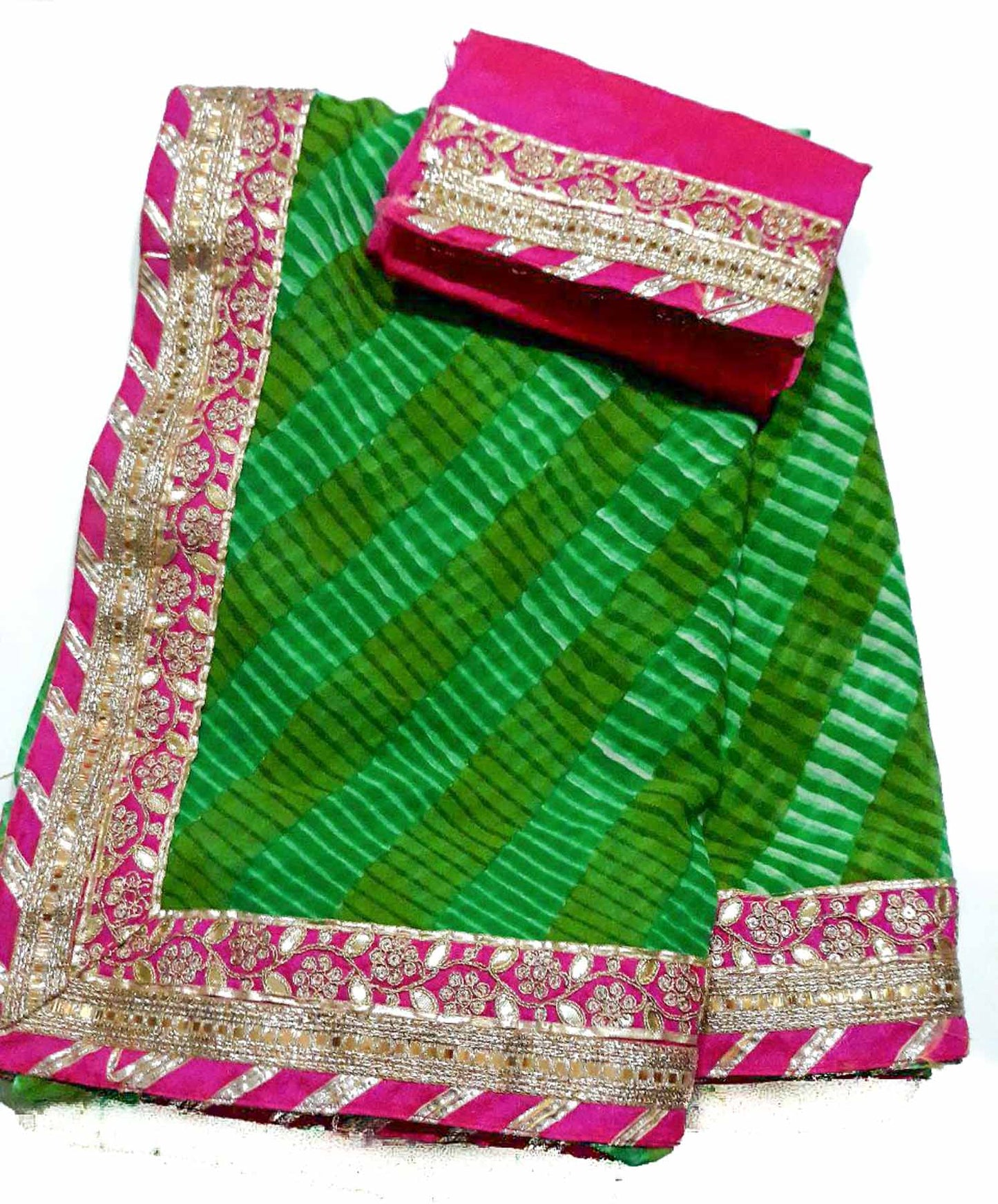 Green Leheriya with Heavy Border - KANHASAREE
