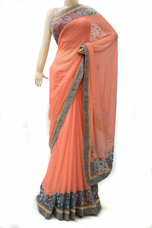 Designer Georgette Saree with Net Border - KANHASAREE