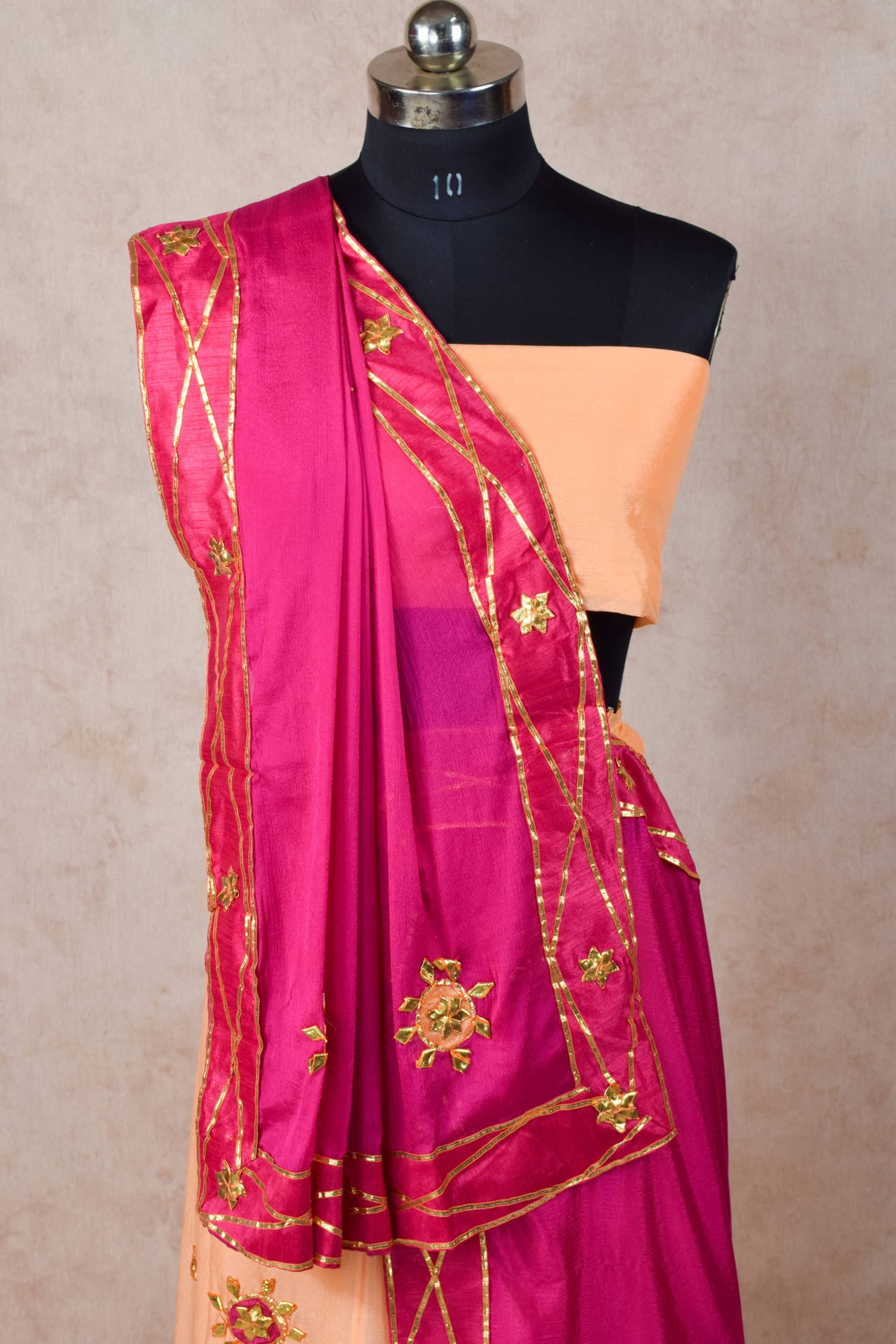 Beautiful Pure Crepe Lehnega and Pure Georgette Dupatta  with Gota Patti Handwork - KANHASAREE