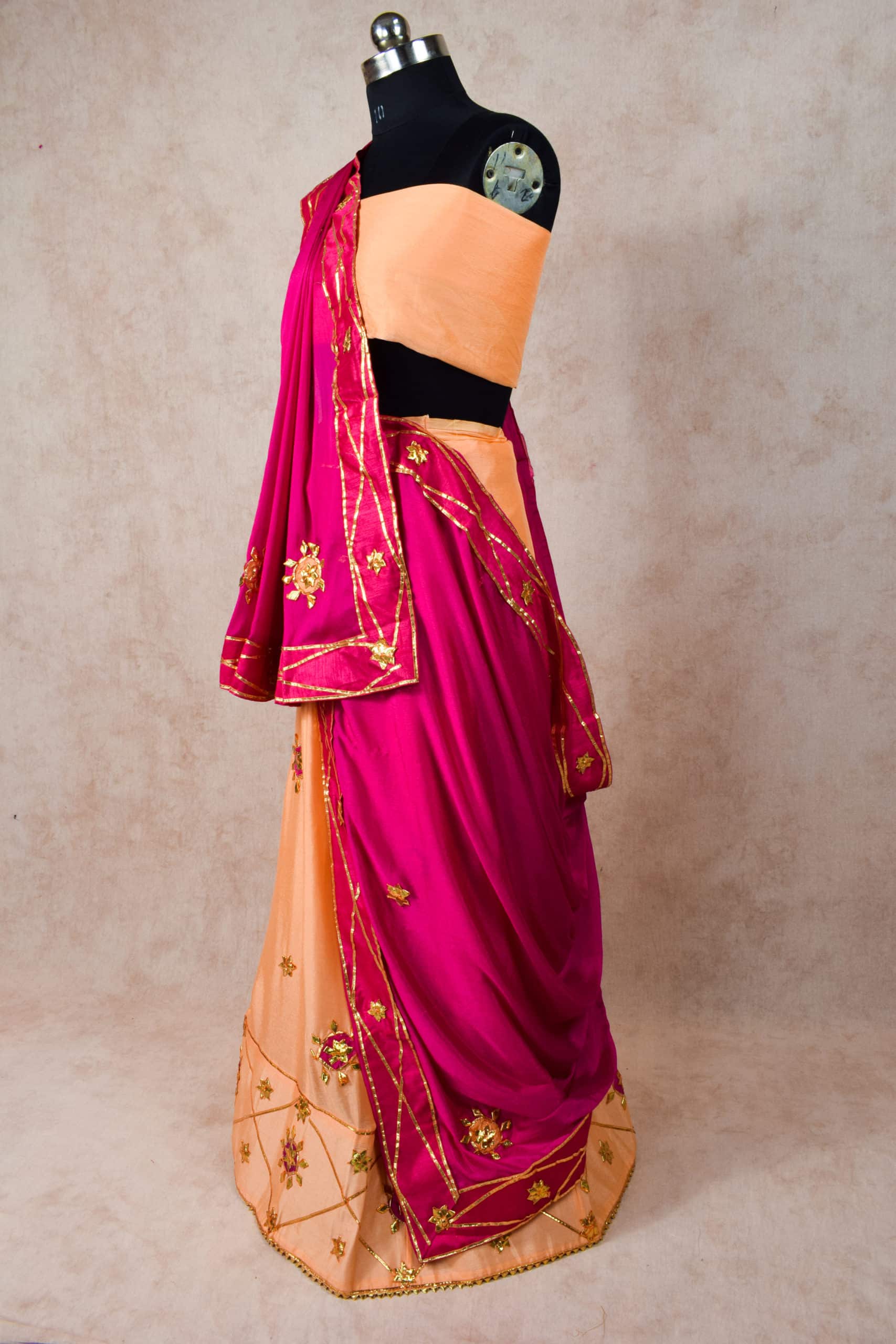 Beautiful Pure Crepe Lehnega and Pure Georgette Dupatta  with Gota Patti Handwork - KANHASAREE