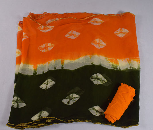 Beautiful three shades batik print pure chiffon saree - Kanhasarees by ksds