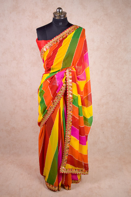 Beautiful multi color leheriya with gota border - KANHASAREE
