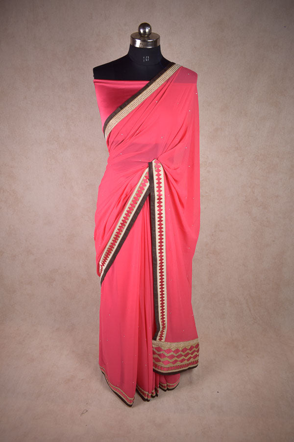 Fancy Lightweight Georgette Saree with Elegant Border | Partywear Saree