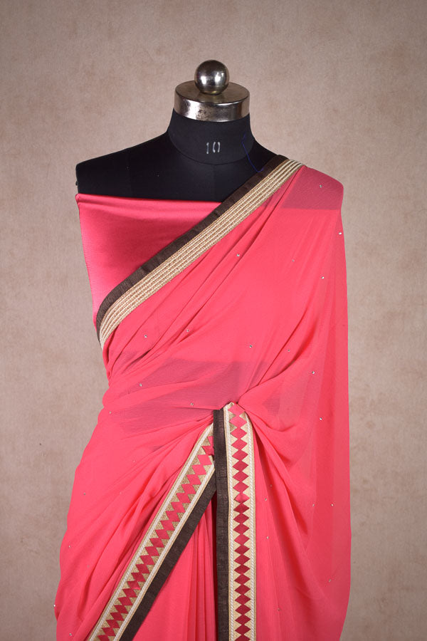Fancy Lightweight Georgette Saree with Elegant Border | Partywear Saree