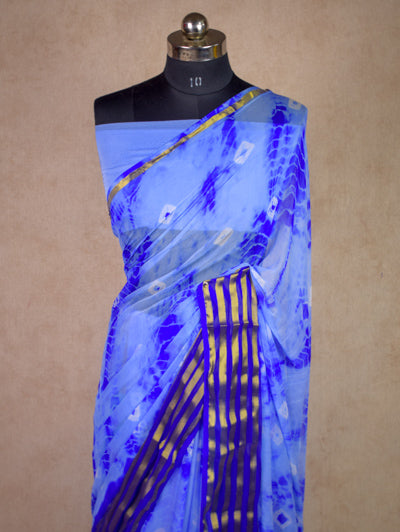 Delicate Purple Nazneen Chiffon Zari Border Shibori Saree - KANHASAREE
