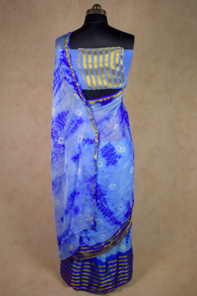 Delicate Purple Nazneen Chiffon Zari Border Shibori Saree - KANHASAREE