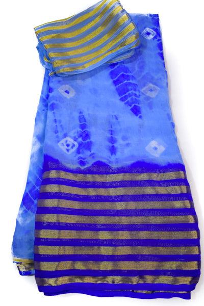 Delicate Purple Nazneen Chiffon Zari Border Shibori Saree - KANHASAREE