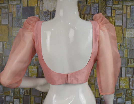 Saree Blouse! Peach indian sari blouse, cut sleeves , crop top for skirts - Kanhasarees by ksds