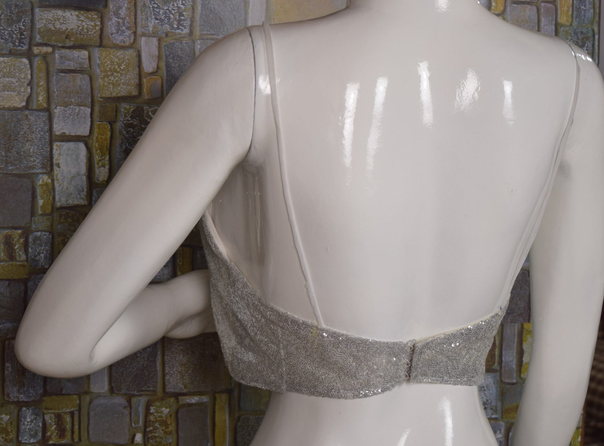 Saree Blouse Indian sari blouse, cut sleeves , sliver sequine blouse made to order - KANHASAREE