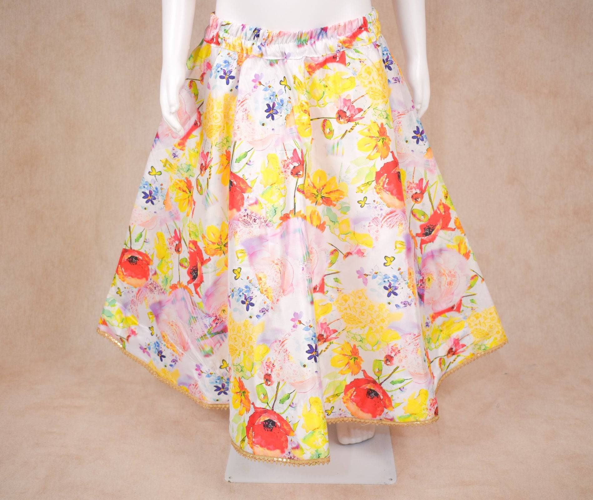 Beautiful Flower Printed Lehenga with Net Top - KANHASAREE