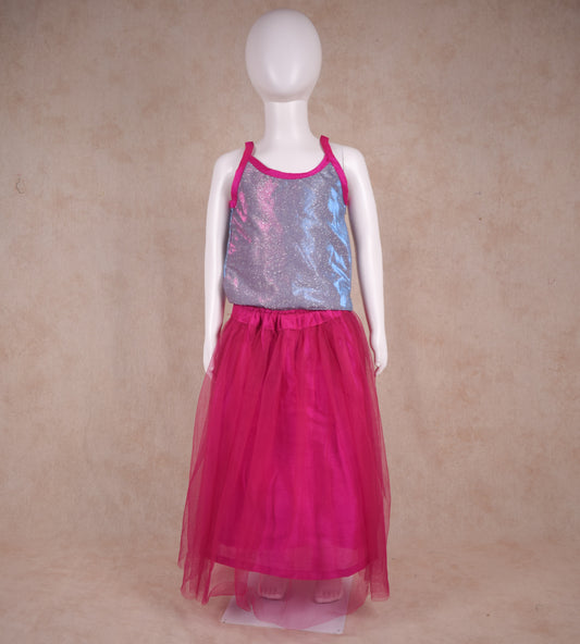 Beautiful Silk Top and Net Skirt Lehenga - KANHASAREE