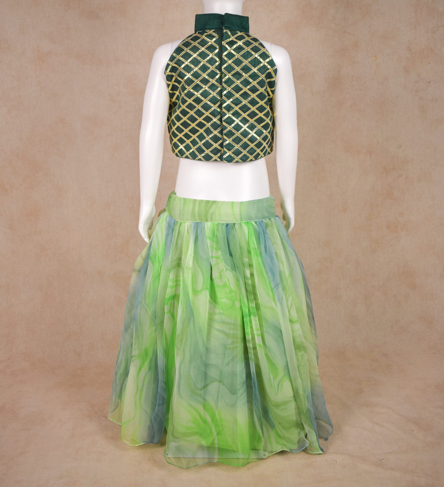 Handmade Lehenga for Baby, Printed Net Skirt with Toddler Top - KANHASAREE