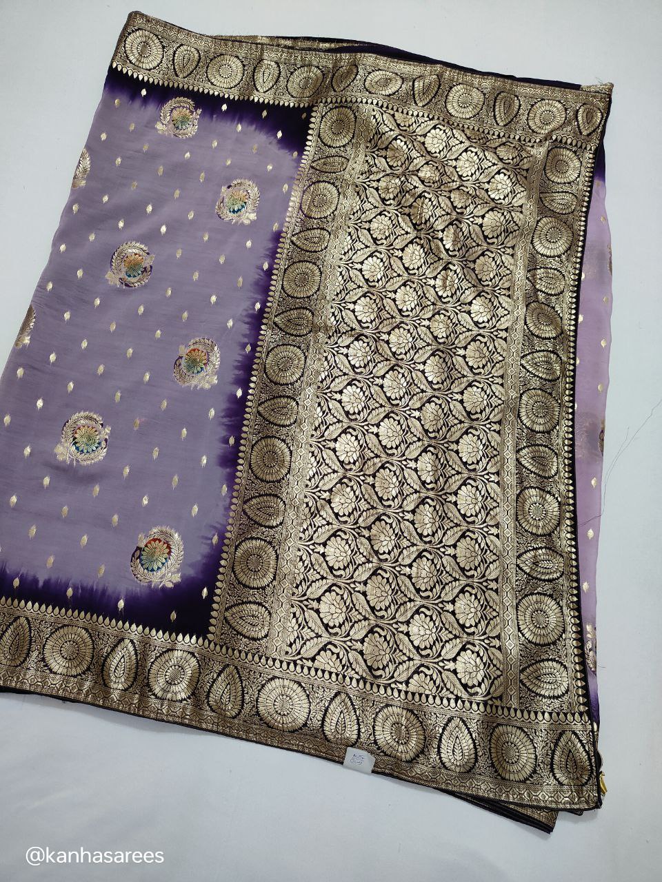Pure Organza Silk Saree with Full Zari Banarasi & Meenakari Weaving – Heavy Pallu