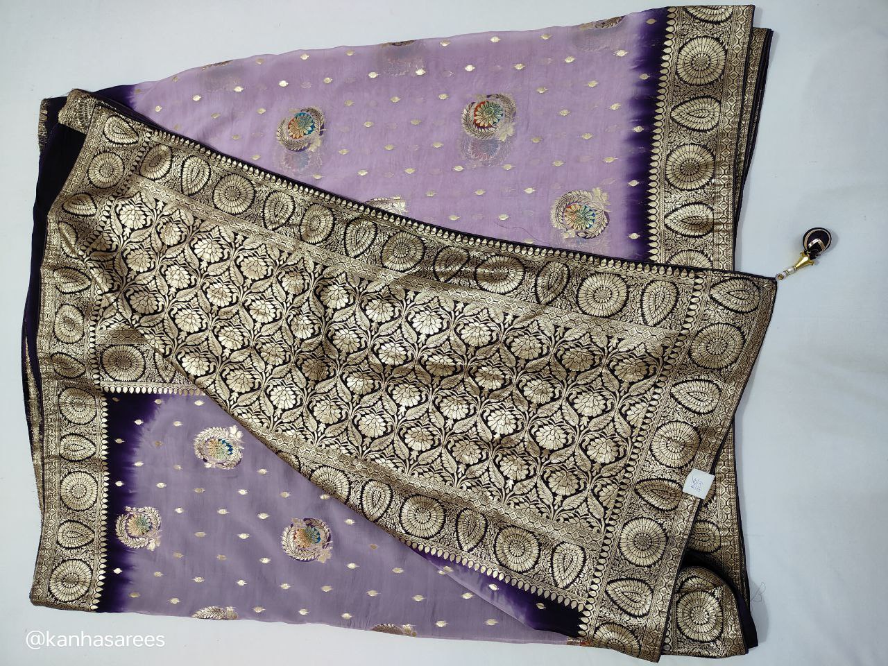 Pure Organza Silk Saree with Full Zari Banarasi & Meenakari Weaving – Heavy Pallu