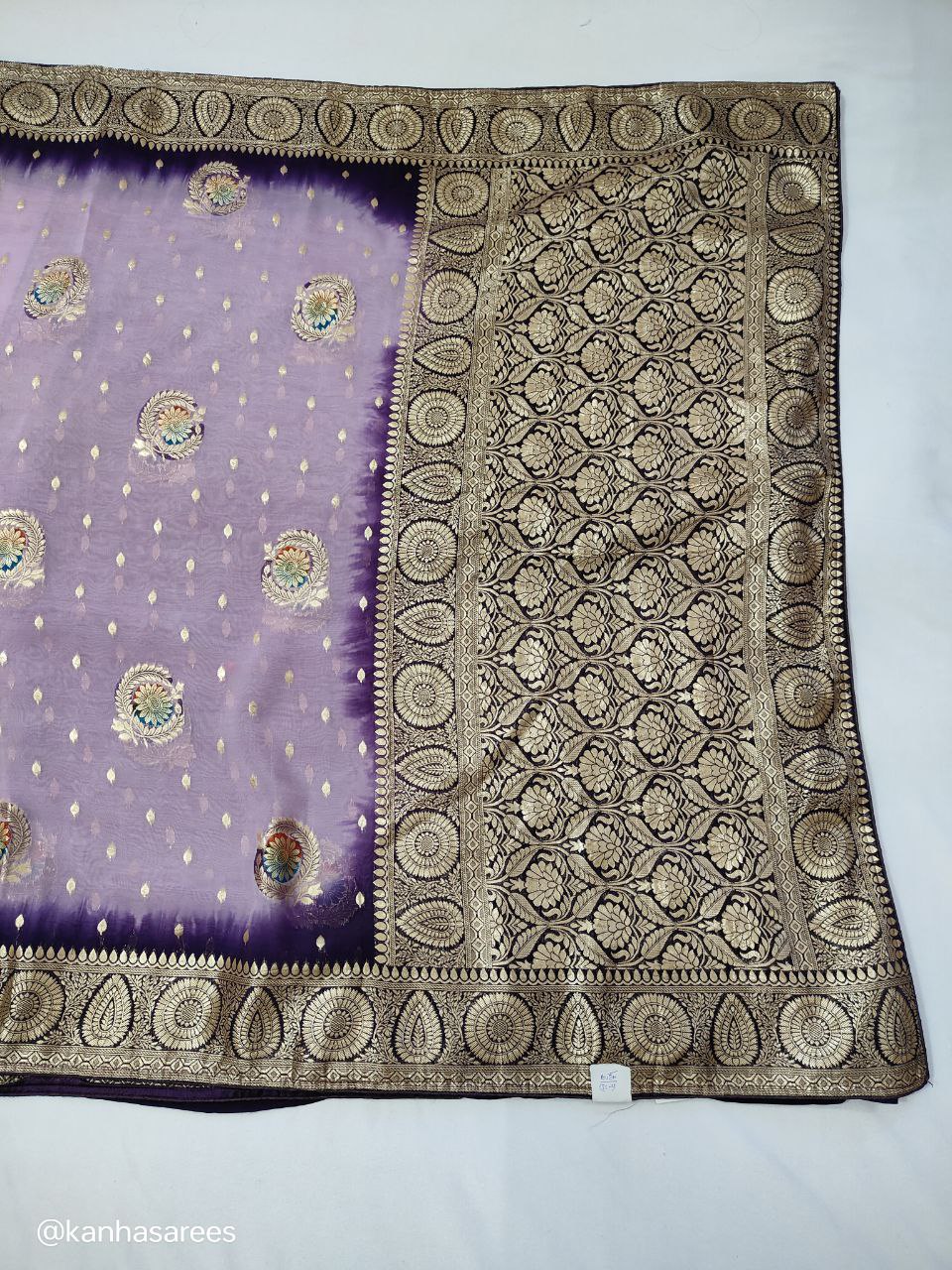 Pure Organza Silk Saree with Full Zari Banarasi & Meenakari Weaving – Heavy Pallu