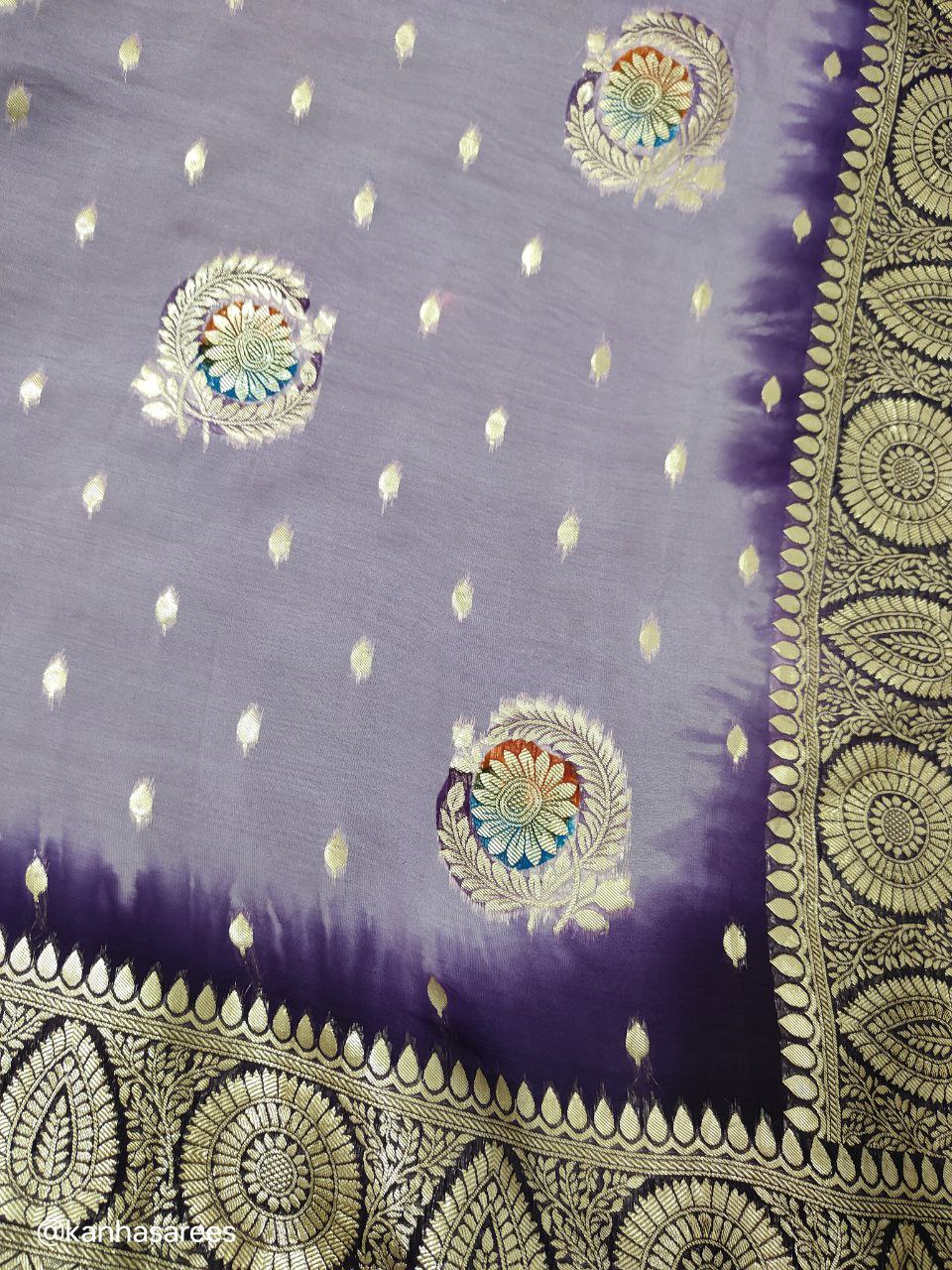 Pure Organza Silk Saree with Full Zari Banarasi & Meenakari Weaving – Heavy Pallu