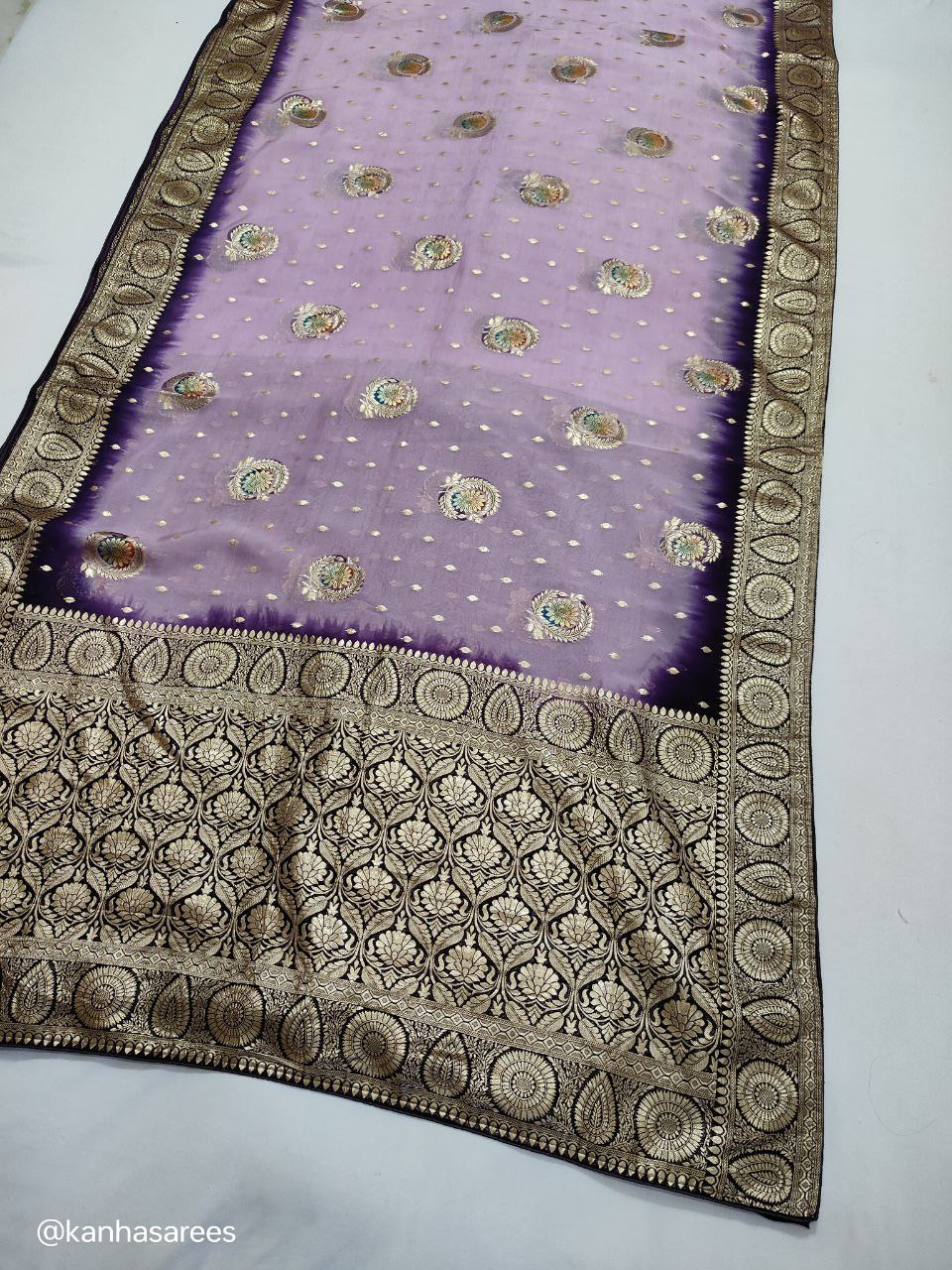 Pure Organza Silk Saree with Full Zari Banarasi & Meenakari Weaving – Heavy Pallu