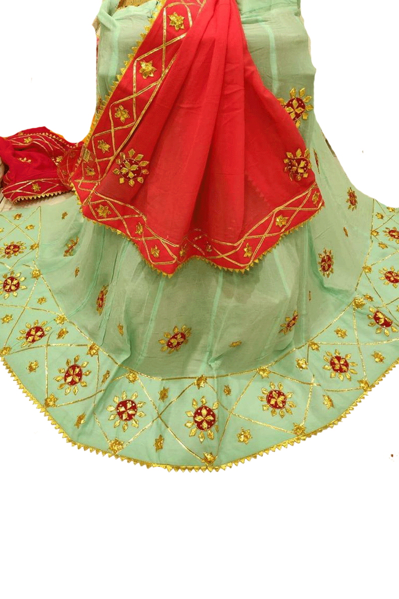 Beautiful Pure Crepe Lehnega and Pure Georgette Dupatta  with Gota Patti Handwork - KANHASAREE