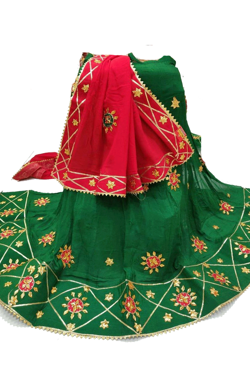 Beautiful Pure Crepe Lehnega and Pure Georgette Dupatta  with Gota Patti Handwork - KANHASAREE