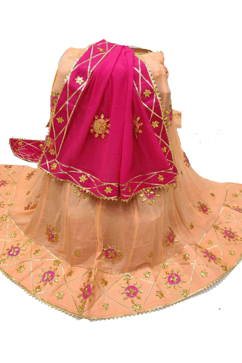 Beautiful Pure Crepe Lehnega and Pure Georgette Dupatta  with Gota Patti Handwork - KANHASAREE