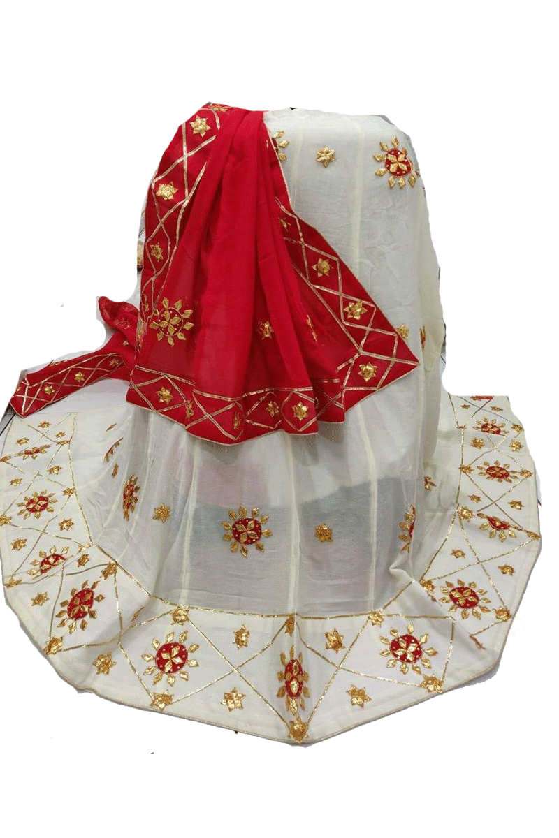 Beautiful Pure Crepe Lehnega and Pure Georgette Dupatta  with Gota Patti Handwork - KANHASAREE