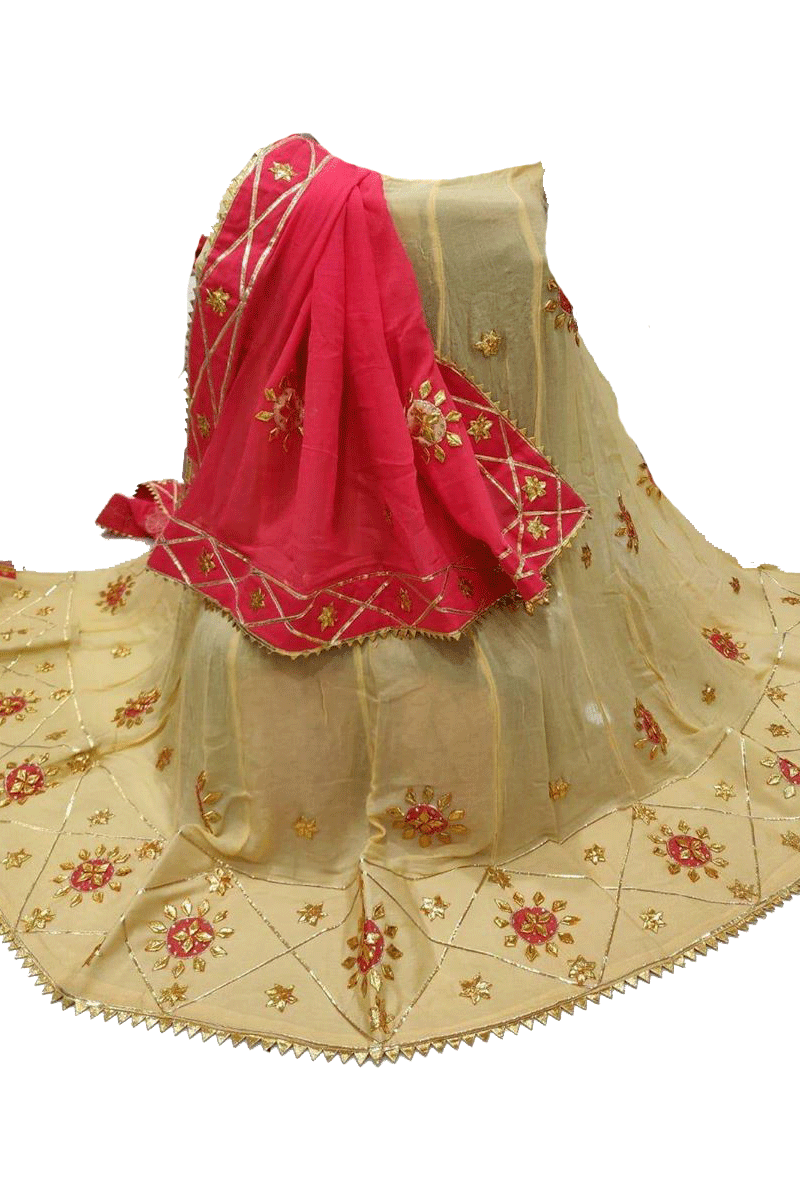 Beautiful Pure Crepe Lehnega and Pure Georgette Dupatta  with Gota Patti Handwork - KANHASAREE