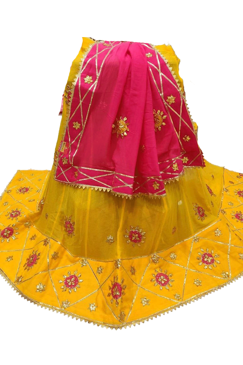 Beautiful Pure Crepe Lehnega and Pure Georgette Dupatta  with Gota Patti Handwork - KANHASAREE