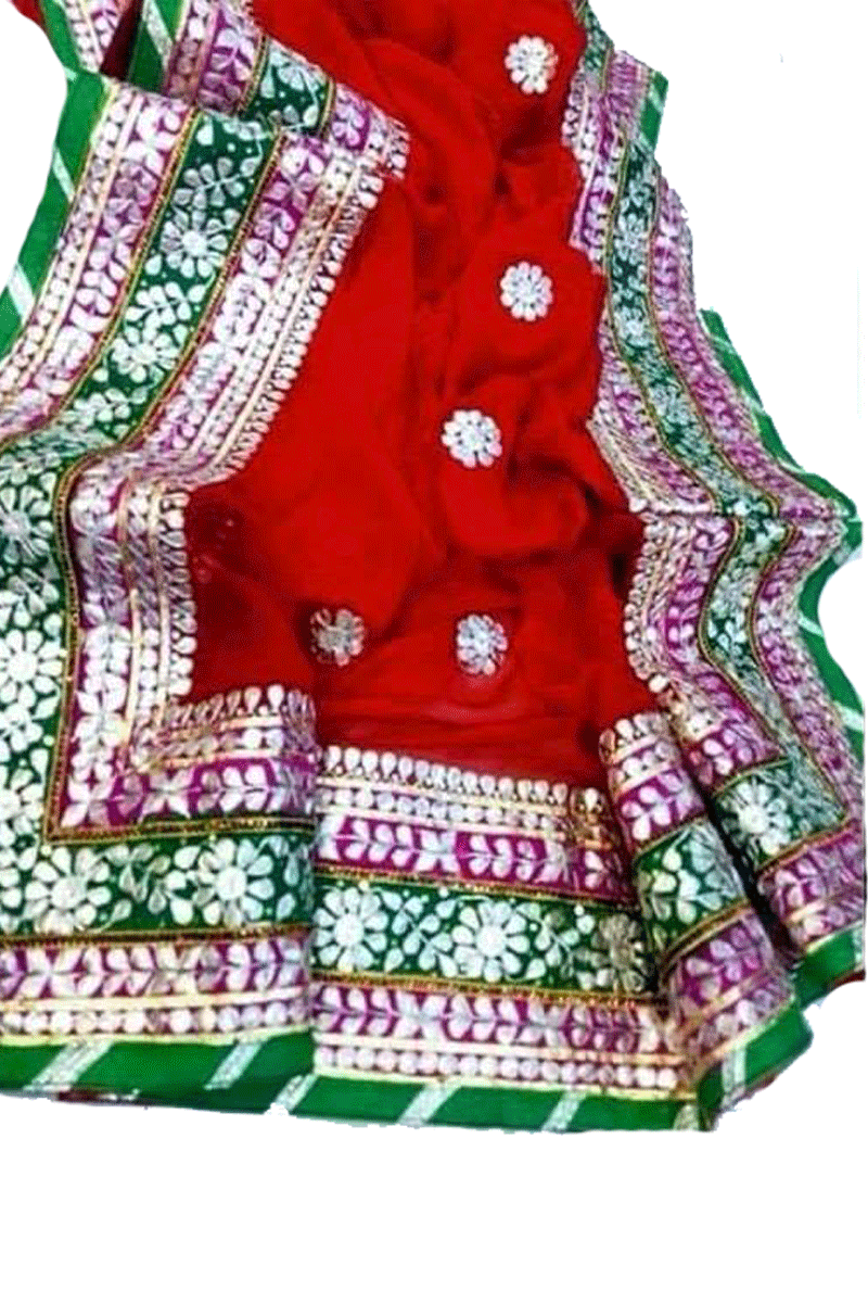 Beautiful Heavy Handwork Gota Patti Border Pure Georgette Saree - KANHASAREE