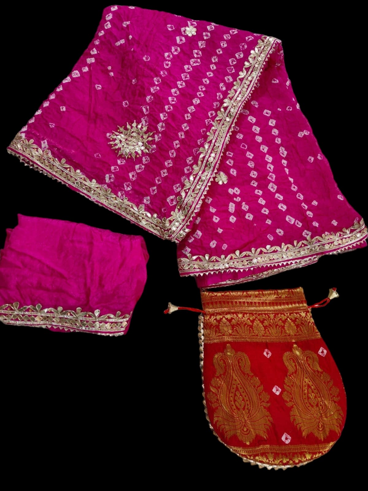 Bandhani Gotapatti Art Silk Saree for Weddings and Festivals - KANHASAREE