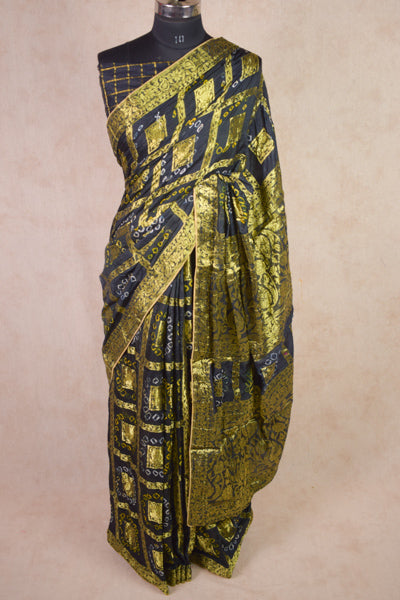 Fascinating Black Gharchola Saree in Bandhani Print - KANHASAREE
