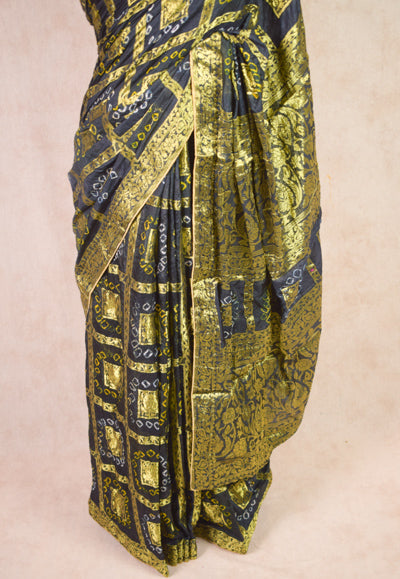 Fascinating Black Gharchola Saree in Bandhani Print - Kanhasarees by ksds