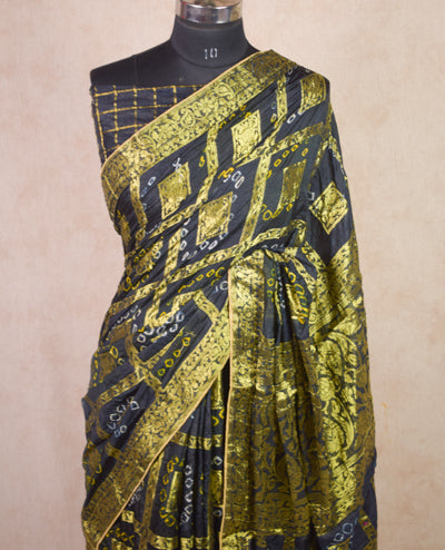 Fascinating Black Gharchola Saree in Bandhani Print - KANHASAREE