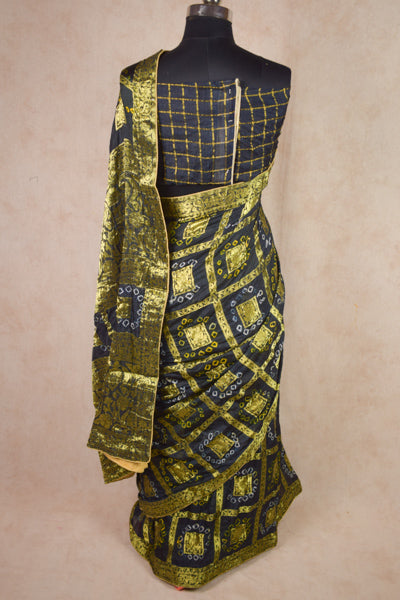 Fascinating Black Gharchola Saree in Bandhani Print - KANHASAREE