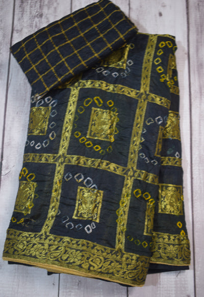 Fascinating Black Gharchola Saree in Bandhani Print - KANHASAREE
