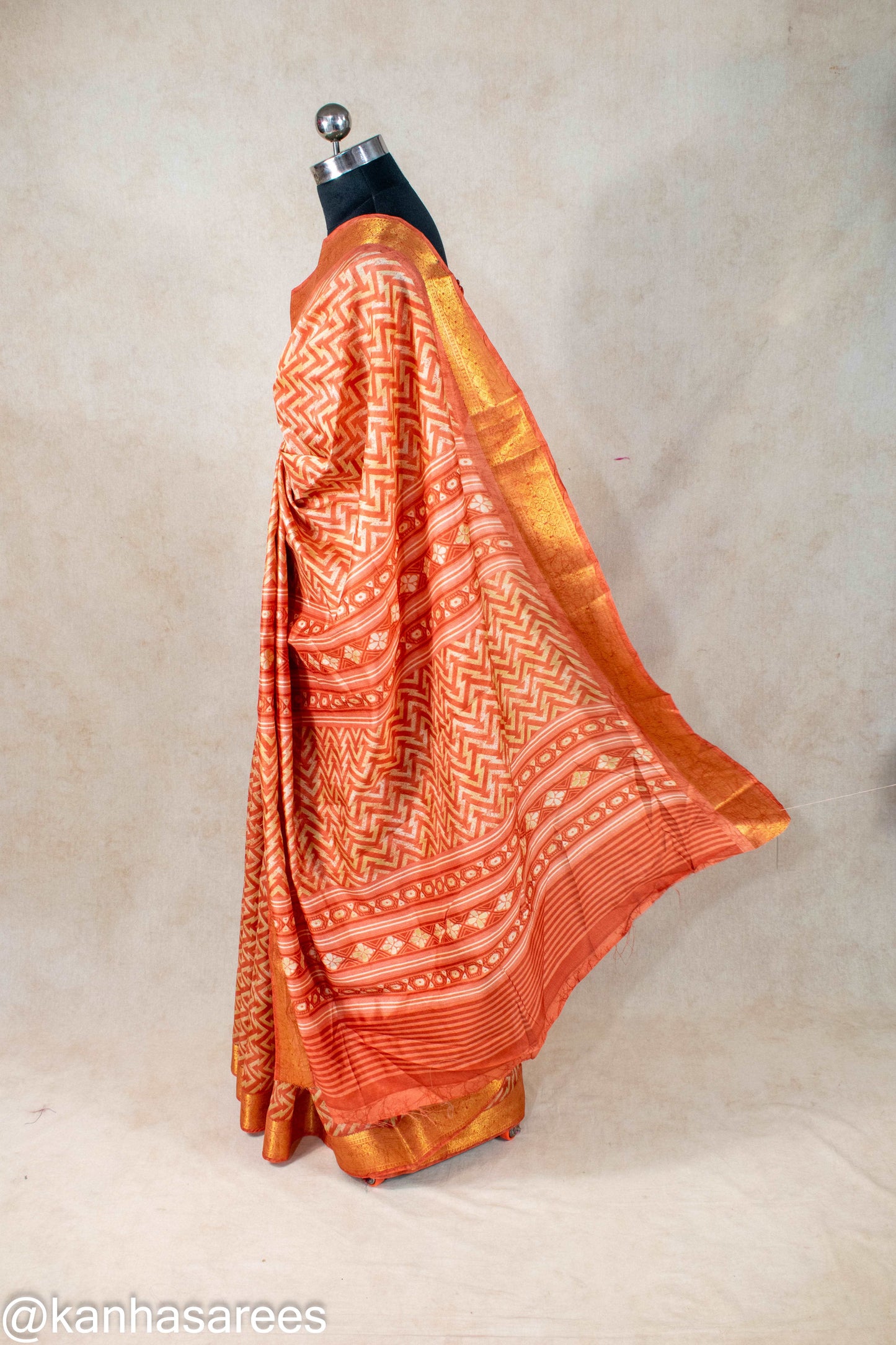 COTTON SILK ZIGZAG LEHERIYA SAREE - KANHASAREE