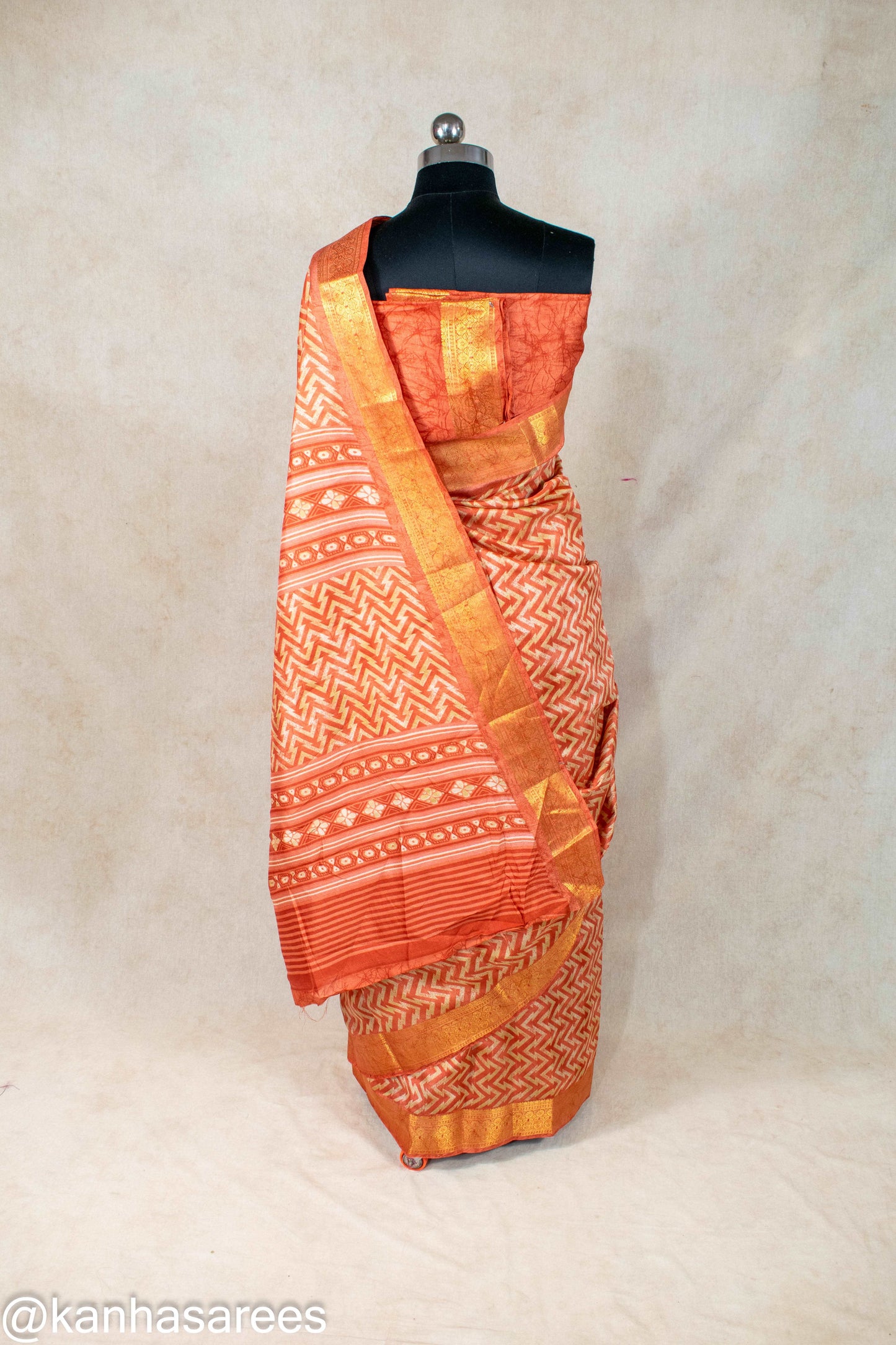 COTTON SILK ZIGZAG LEHERIYA SAREE - KANHASAREE