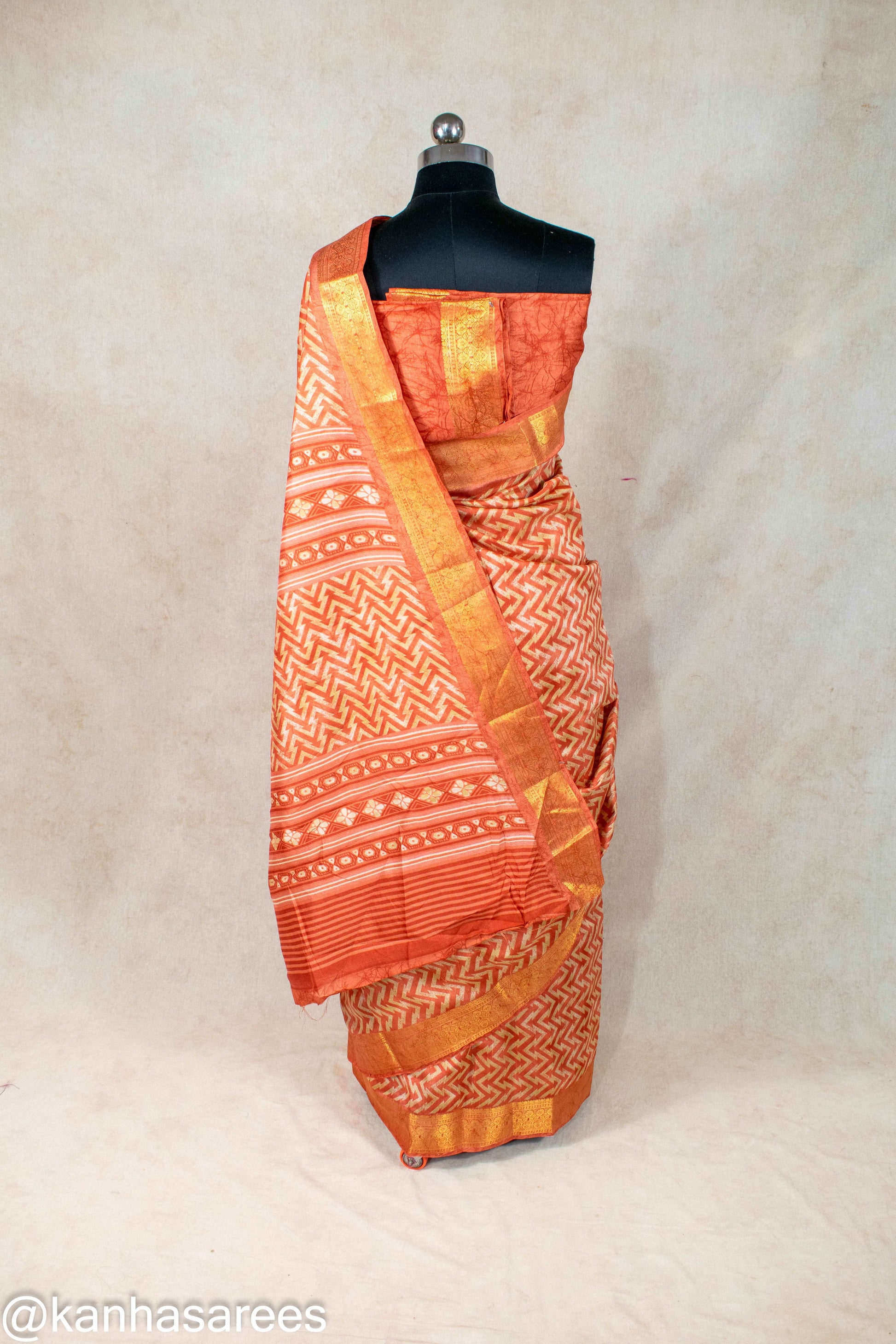 COTTON SILK ZIGZAG LEHERIYA SAREE - KANHASAREE