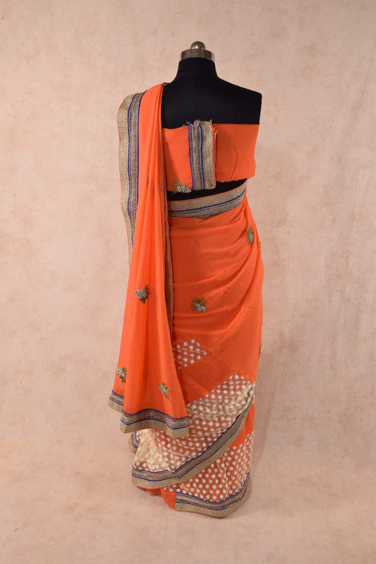 Pure Georgette Hand Work Saree With Zari Thread Work - Kanhasarees by ksds
