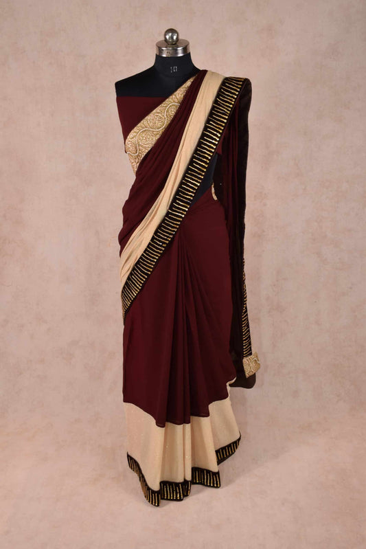 Pure Georgette Combined with Pure Lycra Shimor Saree - KANHASAREE