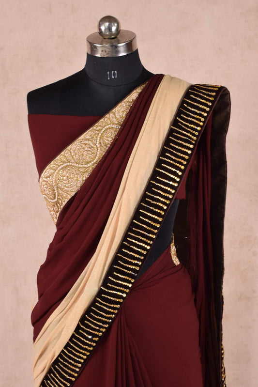 Pure Georgette Combined with Pure Lycra Shimor Saree - Kanhasarees by ksds