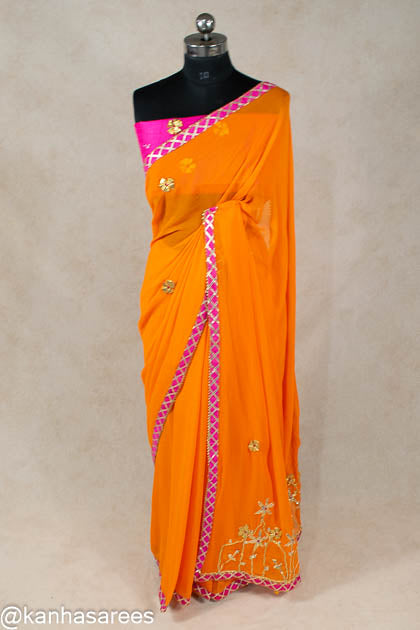 Pure georgette gota work saree - KANHASAREE