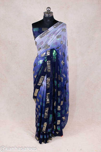 Pure georgette sequin work saree - Kanhasarees by ksds