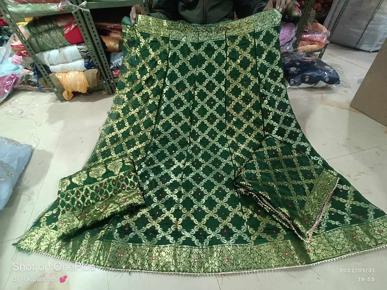 Rajasthani Bandhej Ghatchola Lehenga with Zari Checks, Silk Dupatta & Mirror Work Blouse