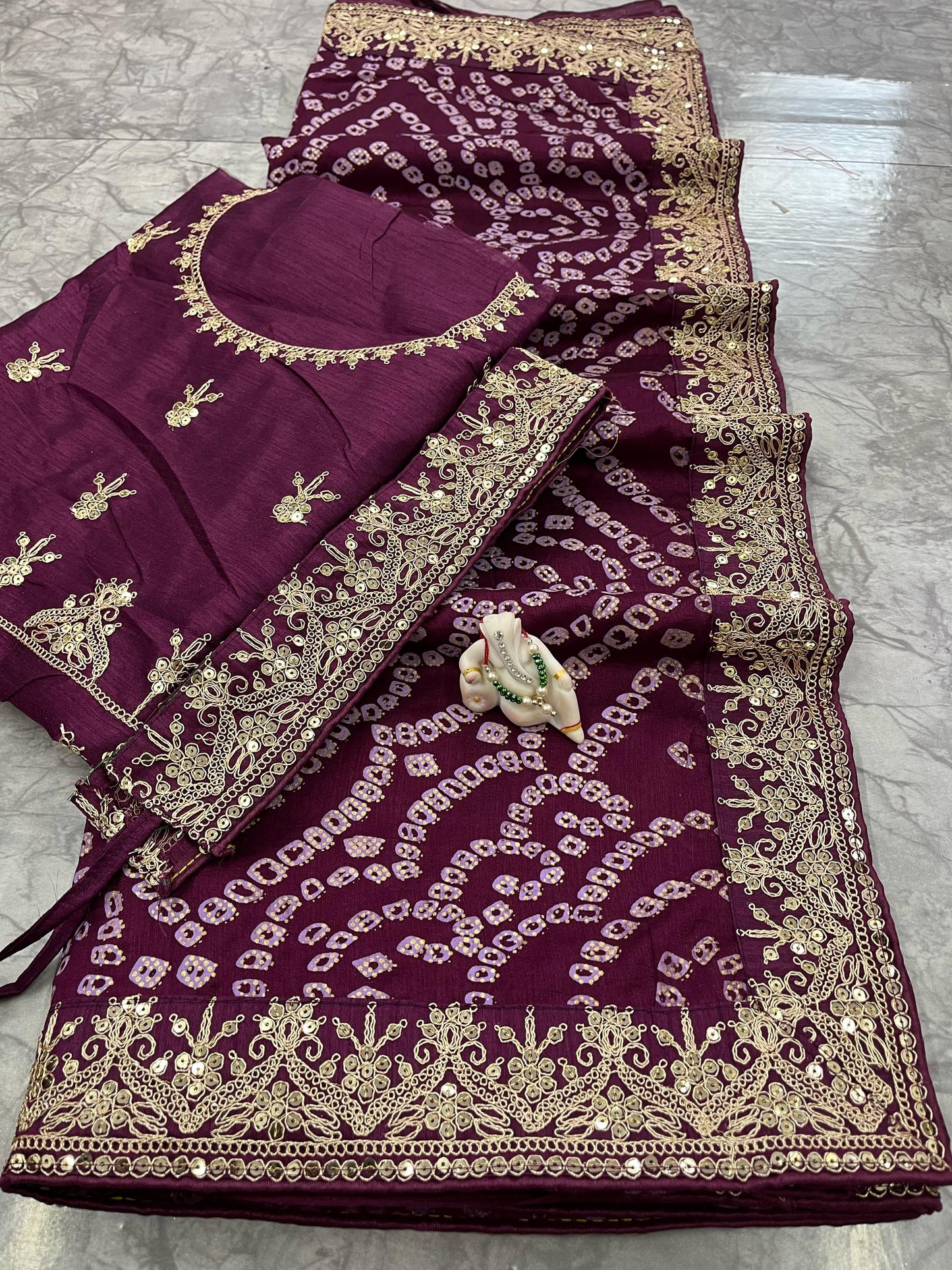 Elegant Vichitra Silk Saree with Sequin Work Border & Heavy Banglori Designer Blouse