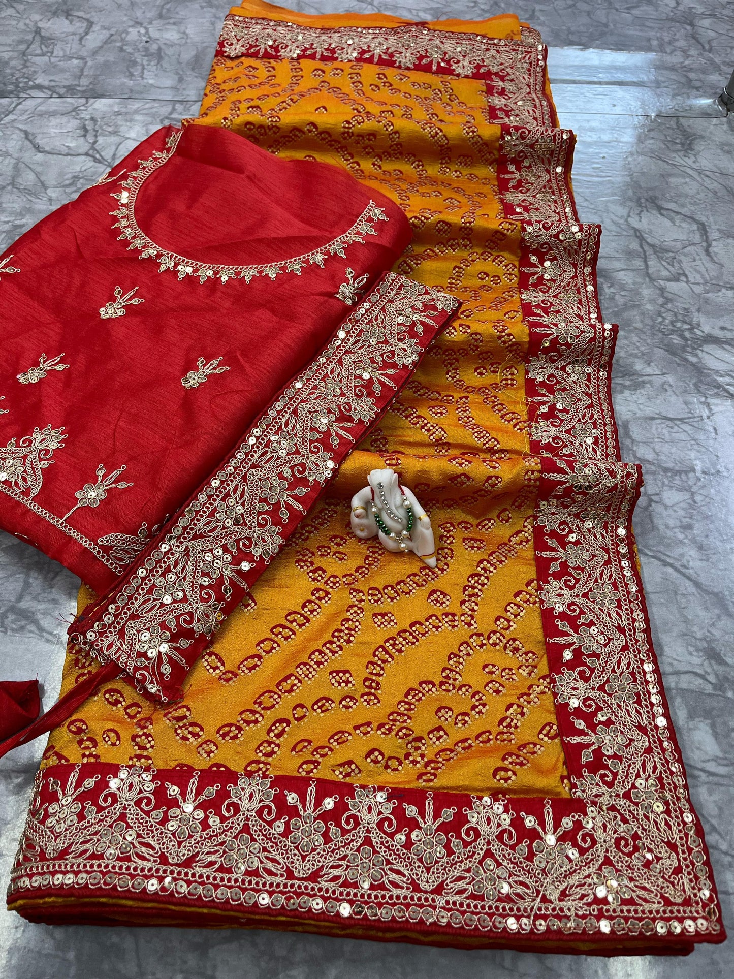 Elegant Vichitra Silk Saree with Sequin Work Border & Heavy Banglori Designer Blouse