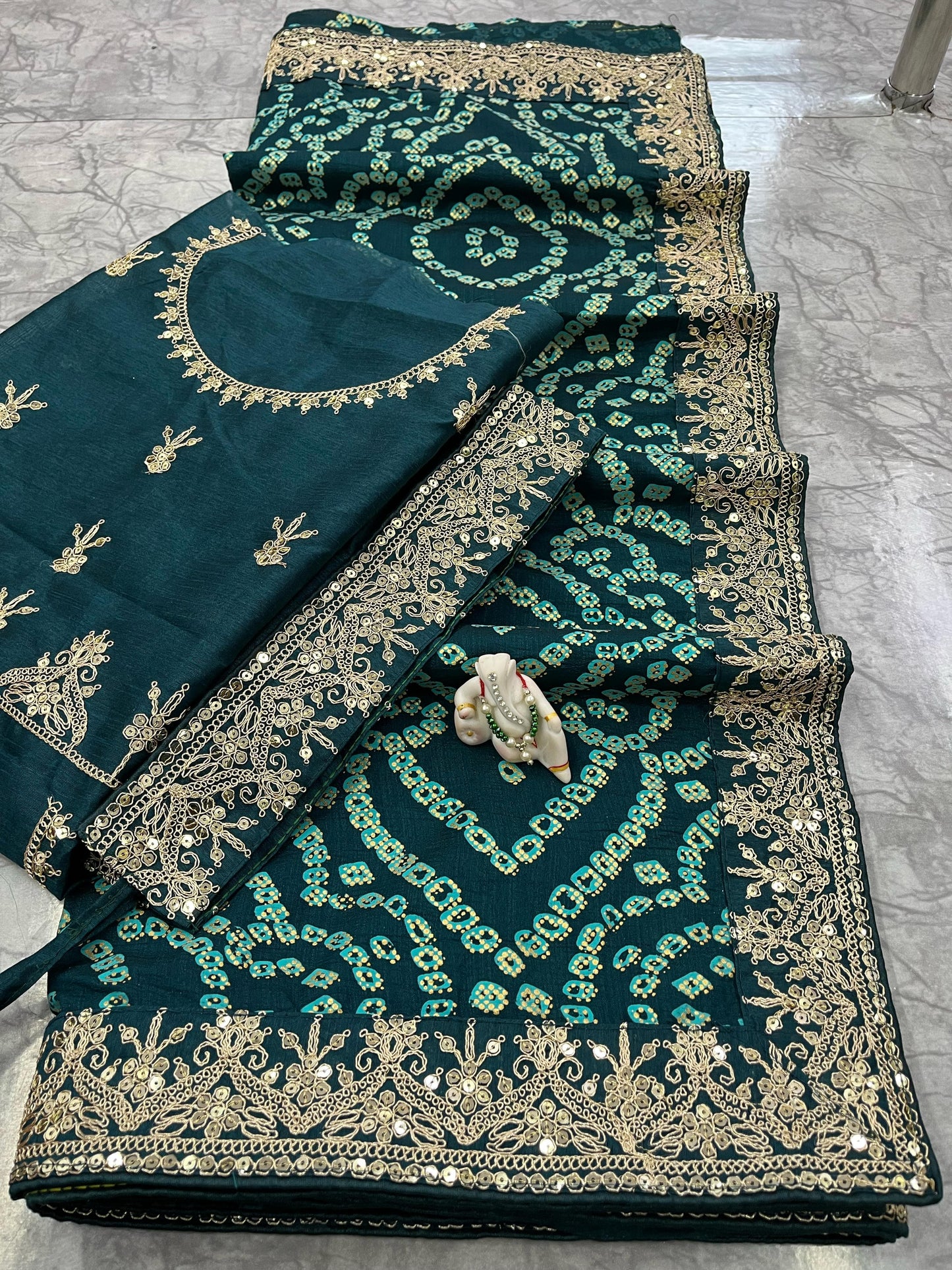 Elegant Vichitra Silk Saree with Sequin Work Border & Heavy Banglori Designer Blouse