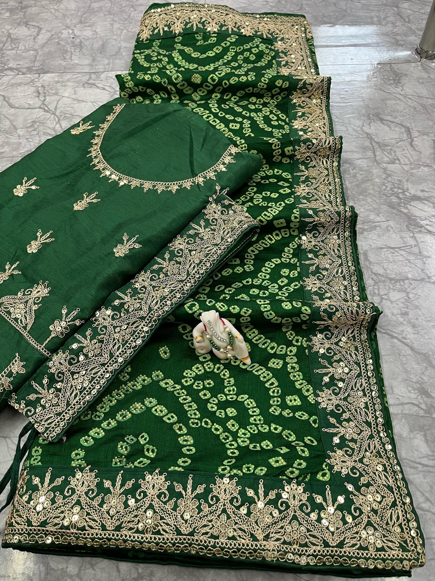 Elegant Vichitra Silk Saree with Sequin Work Border & Heavy Banglori Designer Blouse