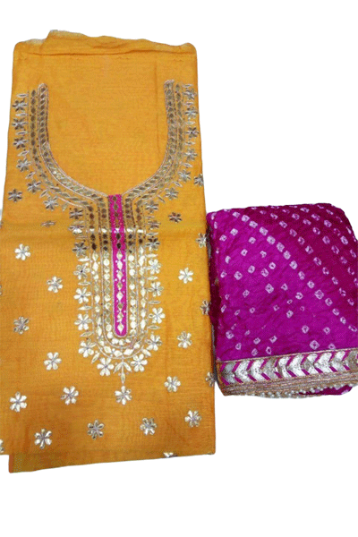 Chanderi Gota Patti Handwork Kurti - KANHASAREE