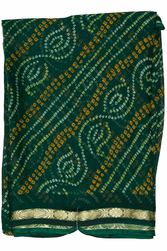 Beautiful Marble Georgette Bandhani with zari border Saree - Kanhasarees by ksds